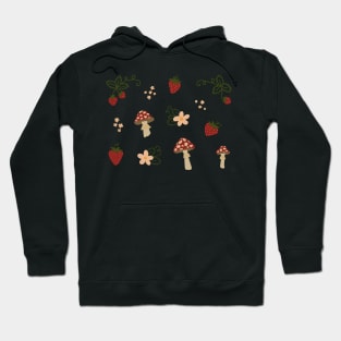 Mushrooms Strawberries and Daisies Hoodie